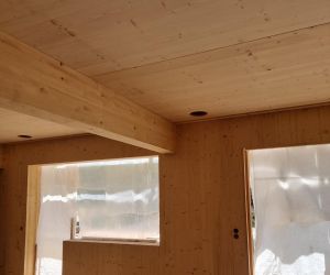 massiv Holzwand und Decke 